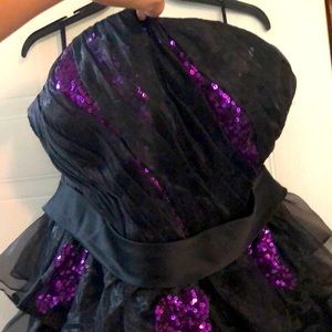 Black strapless corset back high-low dress